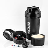 Termo Shaker Negro de 500 ML | 4 compartimentos