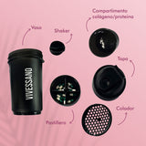 Termo Shaker Negro de 500 ML | 4 compartimentos